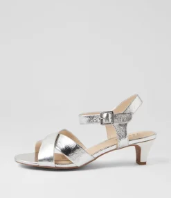 Women SUPERSOFT Comfort|Heels-Delicousy Silver Crack Leather Sandals