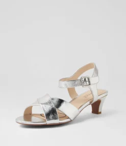 Women SUPERSOFT Comfort|Heels-Delicousy Silver Crack Leather Sandals