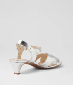 Women SUPERSOFT Comfort|Heels-Delicousy Silver Crack Leather Sandals
