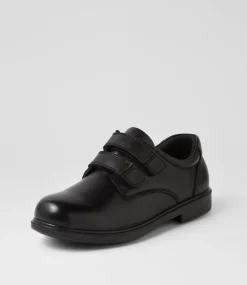 COLORADO Junior School Shoes-Demo Jnr Adj E Black Leather Slip On Shoes