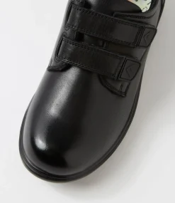 COLORADO Junior School Shoes-Demo Jnr Adj E Black Leather Slip On Shoes