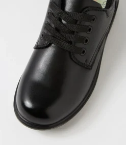COLORADO Junior School Shoes-Demo Jnr Lace E Black Leather Lace Up Shoes