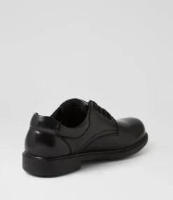 COLORADO Junior School Shoes-Demo Jnr Lace E Black Leather Lace Up Shoes