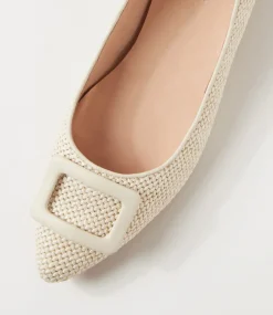 Women DIANA FERRARI Flats-Derina Cream Woven Leather Ballet Flats