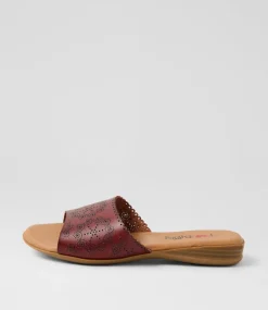 Women I LOVE BILLY Flats|Sandals-Derulose Cognac Smooth Sandals