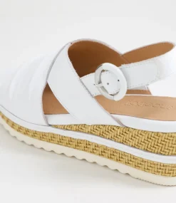 Women SUPERSOFT Comfort|Heels-Devie White Weave Leather Sandals