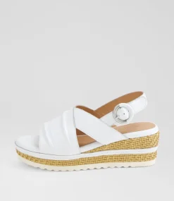 Women SUPERSOFT Comfort|Heels-Devie White Weave Leather Sandals