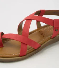 Women BLOWFISH Flats|Sandals-Devon 3 Red Sandals
