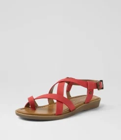 Women BLOWFISH Flats|Sandals-Devon 3 Red Sandals