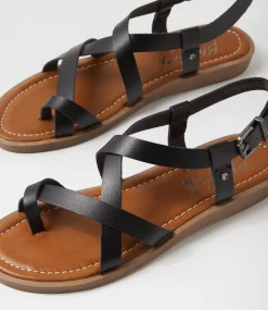 Women BLOWFISH Flats|Sandals-Devon3 Black Sandals