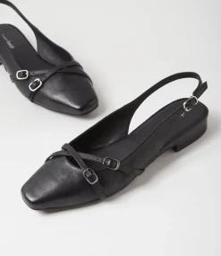 Women DIANA FERRARI Flats-Didiane Black Leather Flat Shoes
