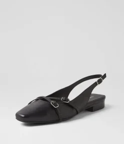 Women DIANA FERRARI Flats-Didiane Black Leather Flat Shoes