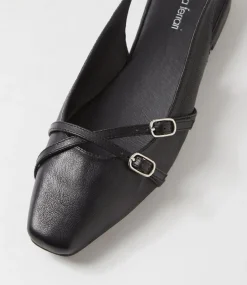Women DIANA FERRARI Flats-Didiane Black Leather Flat Shoes