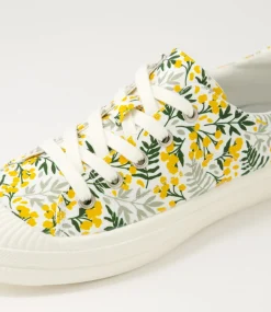 Women I LOVE BILLY Sneakers-Dikembe Yellow Floral Canvas Sneakers