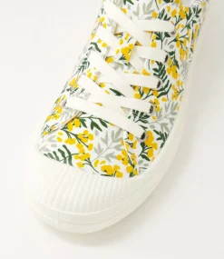 Women I LOVE BILLY Sneakers-Dikembe Yellow Floral Canvas Sneakers