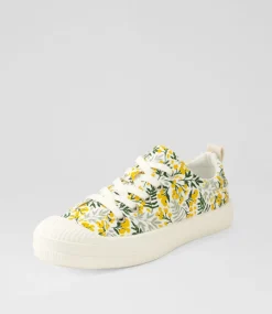 Women I LOVE BILLY Sneakers-Dikembe Yellow Floral Canvas Sneakers
