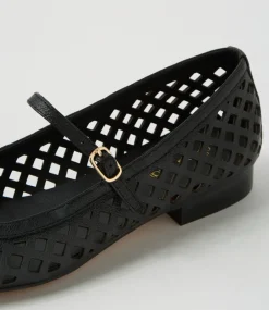 Women DIANA FERRARI Flats-Dillasy Black Leather Flat Shoes