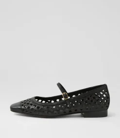 Women DIANA FERRARI Flats-Dillasy Black Leather Flat Shoes