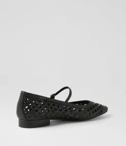 Women DIANA FERRARI Flats-Dillasy Black Leather Flat Shoes