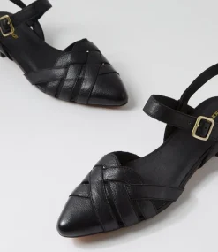 Women DIANA FERRARI Flats-Dinella Black Leather Flat Shoes