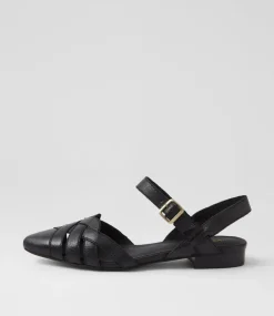 Women DIANA FERRARI Flats-Dinella Black Leather Flat Shoes