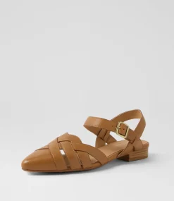Women DIANA FERRARI Flats-Dinella Dark Tan Leather Flat Shoes