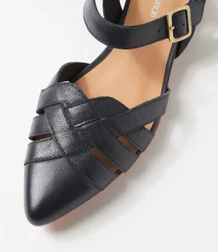 Women DIANA FERRARI Flats-Dinella Navy Leather Flat Shoes