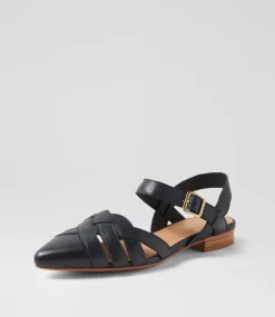 Women DIANA FERRARI Flats-Dinella Navy Leather Flat Shoes