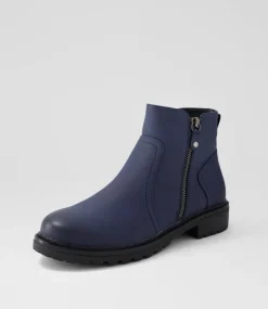 Women I LOVE BILLY Boots-Discan Navy Ankle Boots