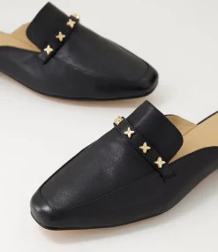 Women DIANA FERRARI Flats-Dizzey Black Leather Flat Shoes