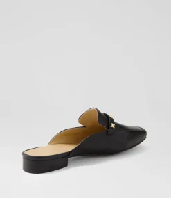 Women DIANA FERRARI Flats-Dizzey Black Leather Flat Shoes