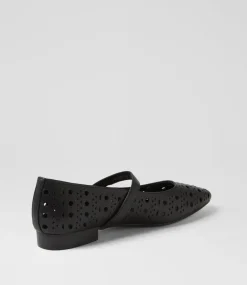 Women DIANA FERRARI Mary Janes|Flats-Donise Black Leather Flat Shoes