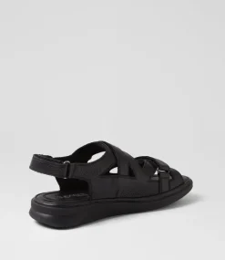 Women SUPERSOFT Comfort|Flats-Donnia Black Leather Sandals