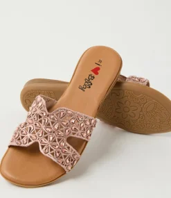 Women I LOVE BILLY Flats|Sandals-Dookie Rose Gold Fabric Sandals