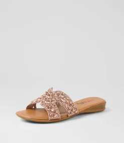 Women I LOVE BILLY Flats|Sandals-Dookie Rose Gold Fabric Sandals