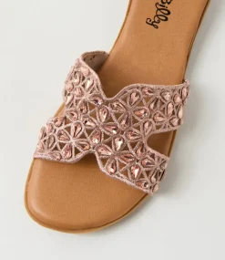 Women I LOVE BILLY Flats|Sandals-Dookie Rose Gold Fabric Sandals