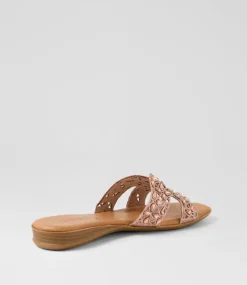 Women I LOVE BILLY Flats|Sandals-Dookie Rose Gold Fabric Sandals
