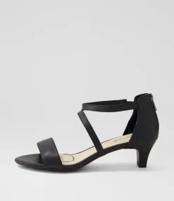 Women SUPERSOFT Comfort|Heels-Dorothe Black Leather Sandals