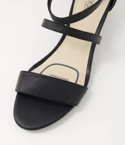 Women SUPERSOFT Comfort|Heels-Dorothe Black Leather Sandals