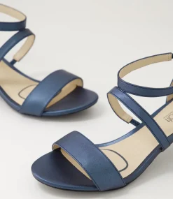 Women SUPERSOFT Comfort|Heels-Dorothe Navy Metallic Leather Sandals