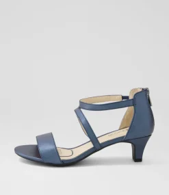 Women SUPERSOFT Comfort|Heels-Dorothe Navy Metallic Leather Sandals