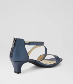 Women SUPERSOFT Comfort|Heels-Dorothe Navy Metallic Leather Sandals