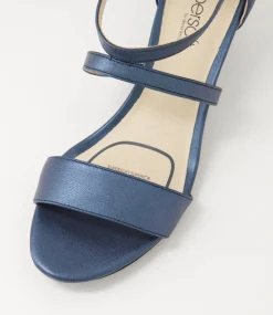 Women SUPERSOFT Comfort|Heels-Dorothe Navy Metallic Leather Sandals