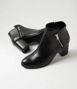 Women DIANA FERRARI Boots-Dorothee Black Leather Ankle Boots
