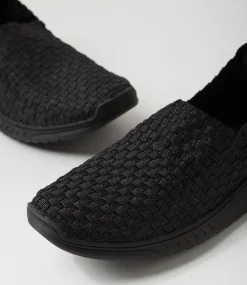 Women SUPERSOFT Comfort|Flats-Doti Black Elastic Flat Shoes