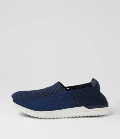 Women SUPERSOFT Comfort|Flats-Doti Navy Elastic Flat Shoes
