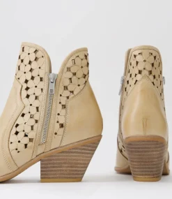 Women TOP END Boots-Dozza Camel Leather Ankle Boots