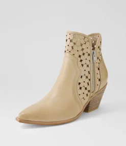 Women TOP END Boots-Dozza Camel Leather Ankle Boots