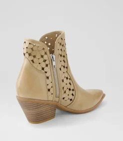 Women TOP END Boots-Dozza Camel Leather Ankle Boots