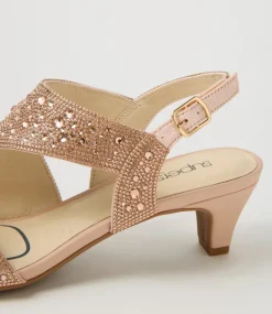 Women SUPERSOFT Comfort|Heels-Drews Pale Gold Jewels Sandals